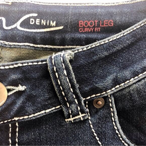 INC International Concepts Curvy Classic Bootcut Jeans White Top Stitch Mid Rise - Picture 7 of 16